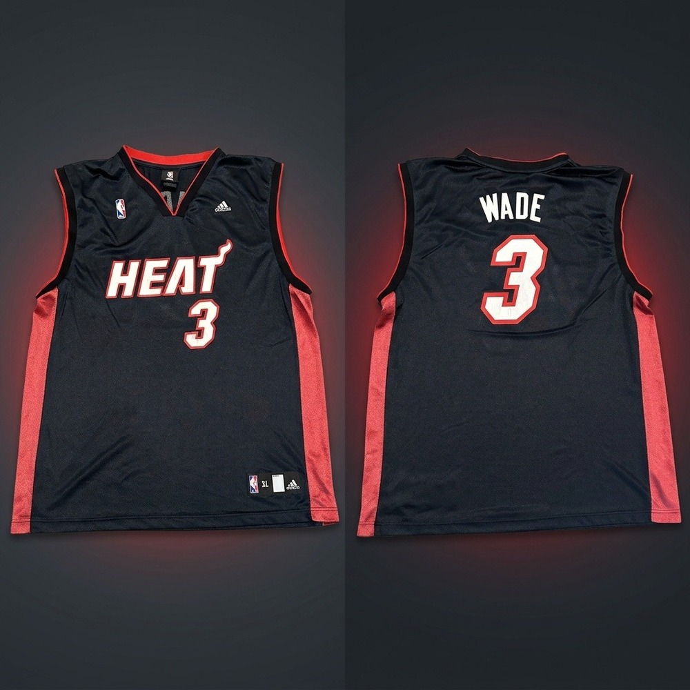 Dwyane Wade Miami Heat Adidas Jersey Men's XL Black Alternate NBA Basketball #3